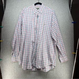 Men's Red and Blue Plaid Casual Shirt
